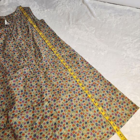 VTG 70's Sue Sherry Green Floral Retro House Coat Shift Dress Sz M - Picture 8 of 10